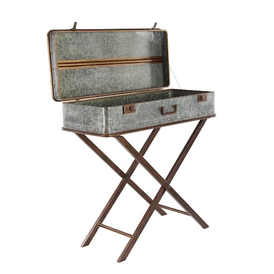 32" Gray Iron Farmhouse Accent Table